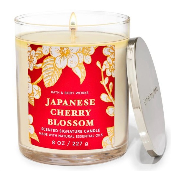 NWT- Bath & Bodyworks Japanese Cherry Blossom Single Wick Candle - Picture 1 of 7
